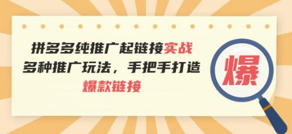 拼多多纯推广起链接实战：多种推广玩法，手把手打造爆款链接-生财有道