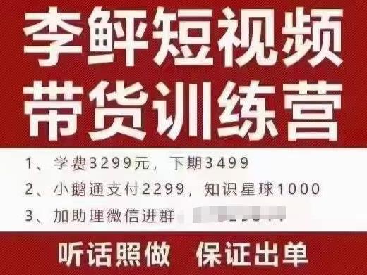 李鲆·短视频带货训练营（第10期），手把手教你短视频带货，听话照做，保证出单-生财有道