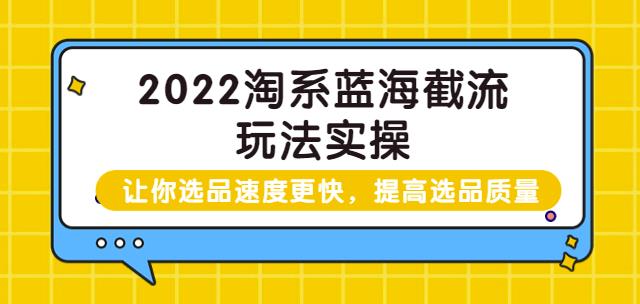 2022淘系蓝海截流玩法实操：让你选品速度更快，提高选品质量（价值599）-生财有道