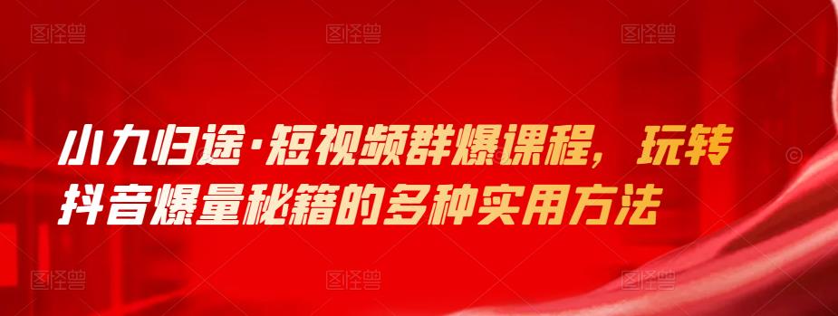 小九归途·短视频群爆课程，玩转抖音爆量秘籍的多种实用方法-生财有道
