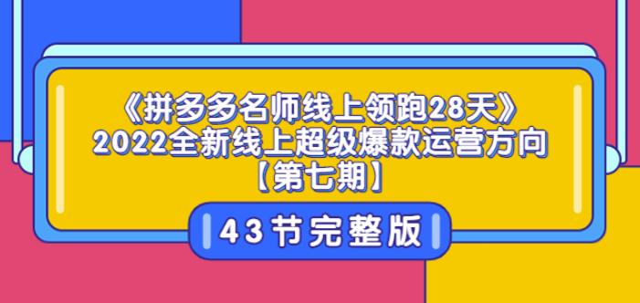 《拼多多名师线上领跑28天》2022全新线上超级爆款运营方向【第七期】43节课-生财有道
