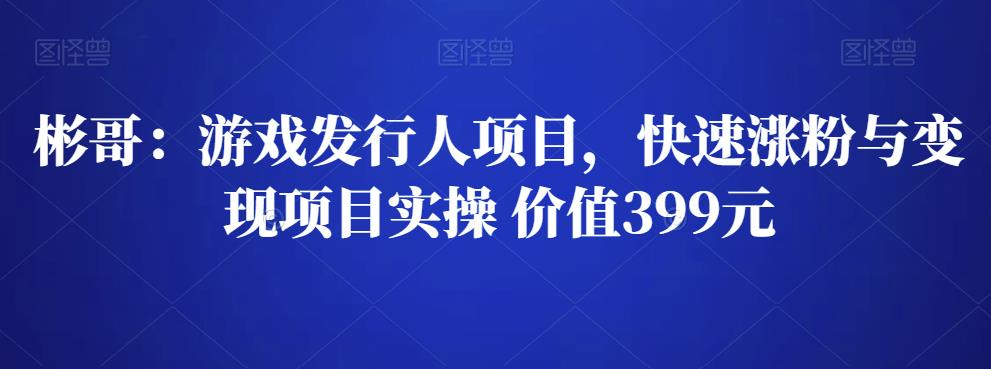 彬哥游戏发行人项目，快速涨粉与变现项目实操 价值399元-生财有道