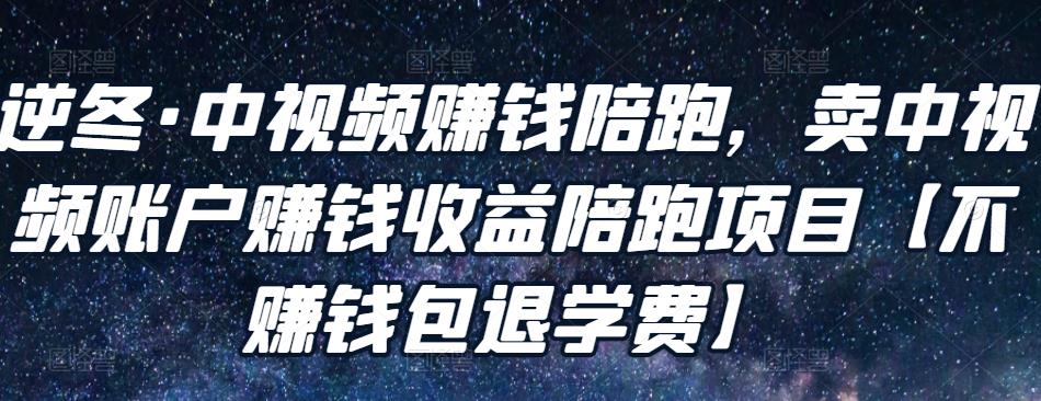 逆冬·中视频赚钱陪跑，卖中视频账户赚钱收益陪跑项目【不赚钱包退学费】-生财有道