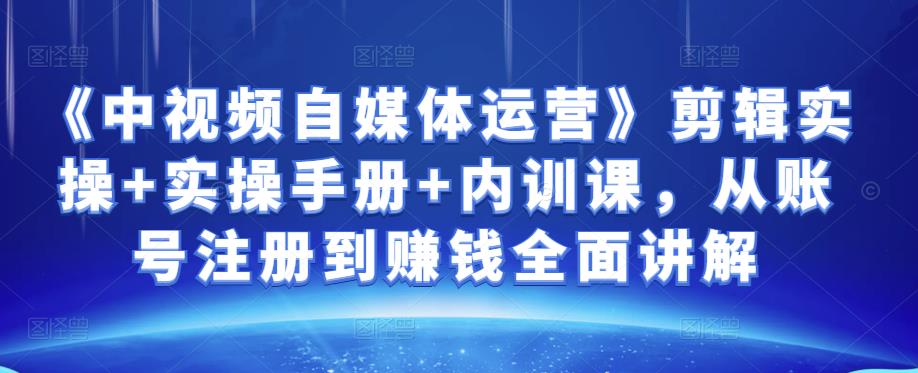 金梦《中视频自媒体运营》剪辑实操+实操手册+内训课，从账号注册到赚钱全面讲解-生财有道