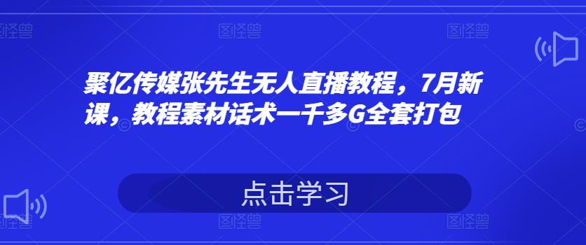 聚亿传媒张先生无人直播教程，7月新课，教程素材话术一千多G全套打包-生财有道