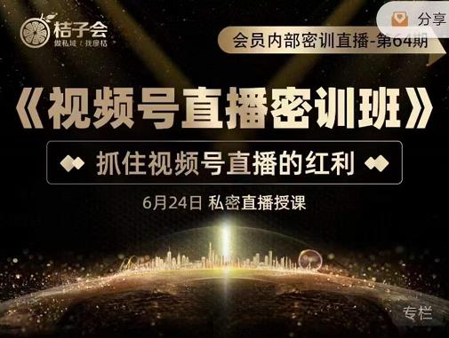 桔子会《视频号直播密训班》，抓住视频号直播的红利 价值12800-生财有道