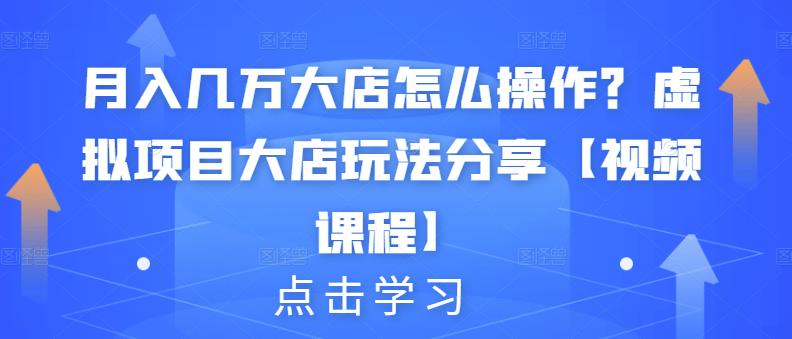 月入几万大店怎么操作？虚拟项目大店玩法分享【视频课程】-生财有道
