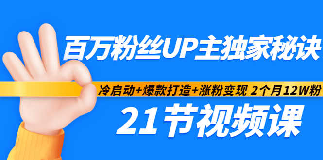 百万粉丝UP主独家秘诀：冷启动+爆款打造+涨粉变现2个月12W粉（21节视频课)-生财有道