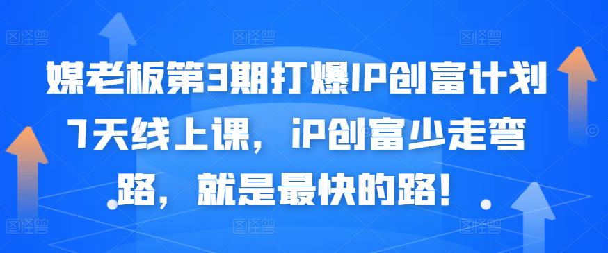 媒老板第3期打爆IP创富计划7天线上课，iP创富少走弯路，就是最快的路！-生财有道