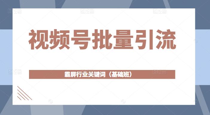 视频号批量引流，霸屏行业关键词（基础班）全面系统讲解视频号玩法【无水印】-生财有道
