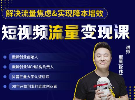 蛋解创业·短视频流量变现课，帮助你通过短视频增加线下收益，打造网红门店-生财有道
