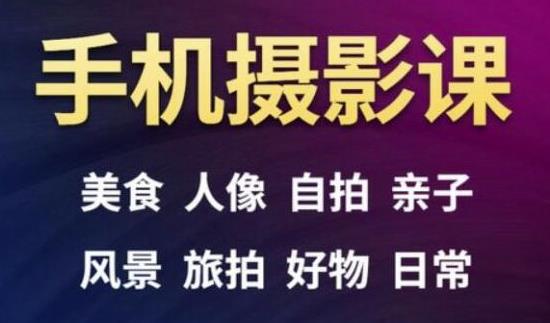 手机摄影一次学透，教程内容包括：美食、人像、自拍、风景、好物等-生财有道