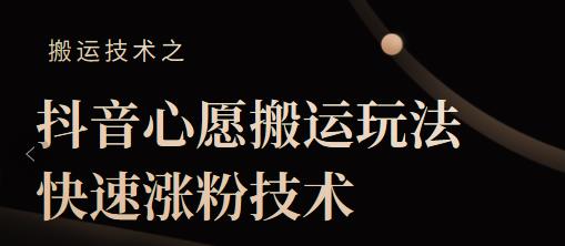 抖音心愿搬运玩法，快速涨粉技术【视频课程】-生财有道
