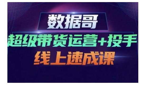 数据哥·超级带货运营+投手线上速成课，快速提升运营和熟悉学会投手技巧-生财有道