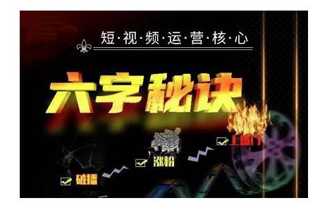 六字秘诀·短视频运营核心，解决了小白的不懂运营原理的苦恼【视频课程】-生财有道