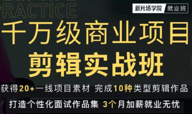 新片场学院千万级商业项目剪辑实战班，做剪辑不在业余，价值7800元-生财有道