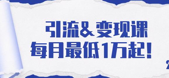 引流变现课：分享一整套流量方法以及各个渠道收入，每月最低1万起！-生财有道
