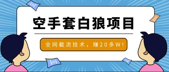 2020最新空手套白狼项目，全网批量截流技术，一个月实战成功赚20多W+-生财有道