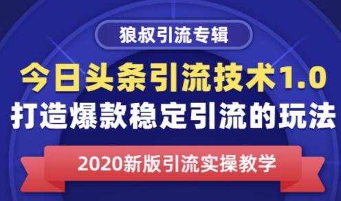 狼叔今日头条引流技术1.0，打造爆款稳定引流的玩法，快速获得平台推荐量的秘诀-生财有道
