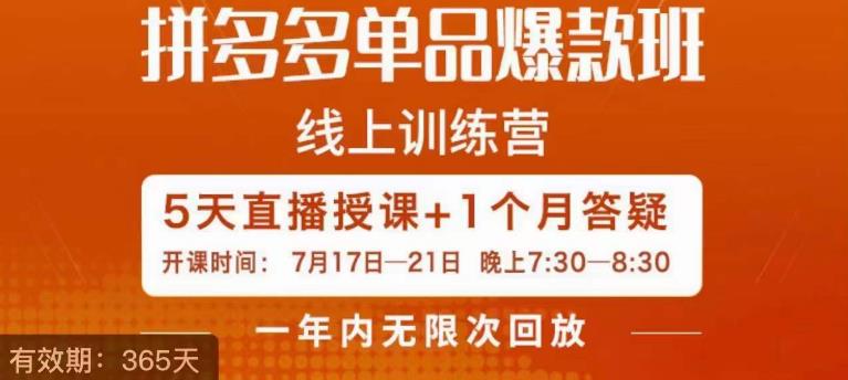 钟辰·拼多多单品爆款班，一个拼多多超级爆款养一个团队-生财有道