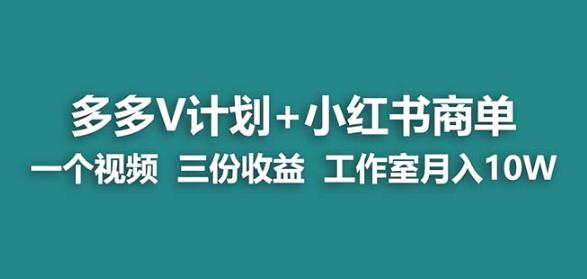 【蓝海项目】多多v计划+小红书商单一个视频三份收益工作室月入10w-生财有道