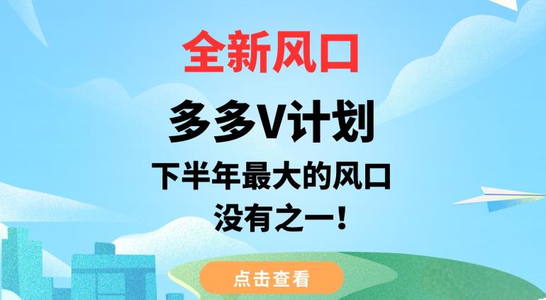 全新风口，多多V计划，下半年最大的风口项目，没有之一【揭秘】-生财有道