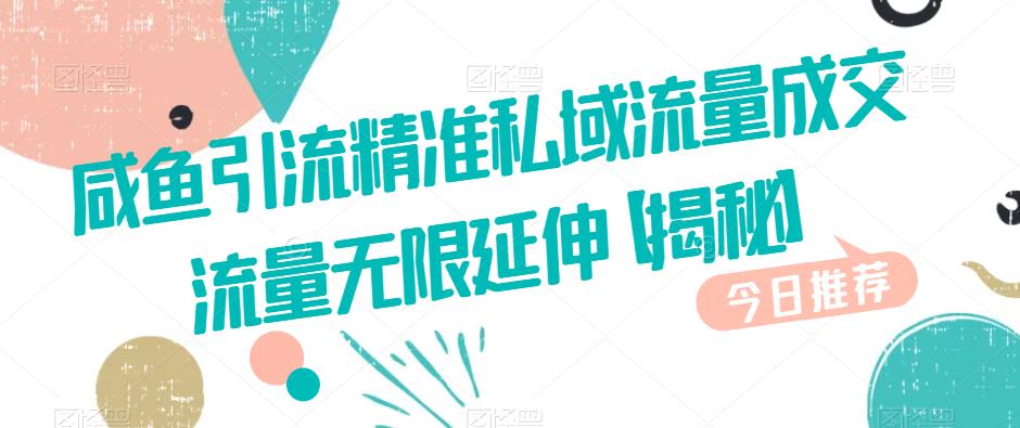 咸鱼引流精准私域流量成交流量无限延伸【揭秘】-生财有道