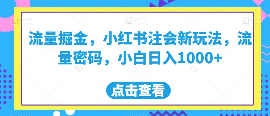 流量掘金，小红书注会新玩法，流量密码，小白日入1000+【揭秘】-生财有道
