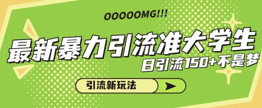 最新暴力引流准大学生，日引流150+不是梦，引流新玩法【揭秘】-生财有道