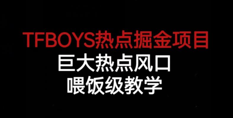 TFBOYS热点掘金项目，巨大热点风口，喂饭级教学-生财有道