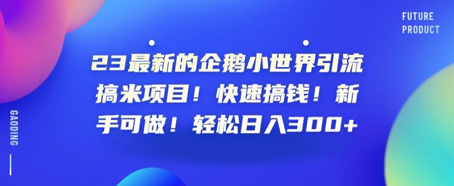 23最新的企鹅小世界引流搞米项目！快速搞钱！新手可做！轻松日入300+【揭秘】-生财有道