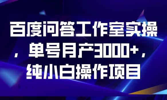 百度问答工作室实操，单号月产3000+，纯小白操作项目【揭秘】-生财有道