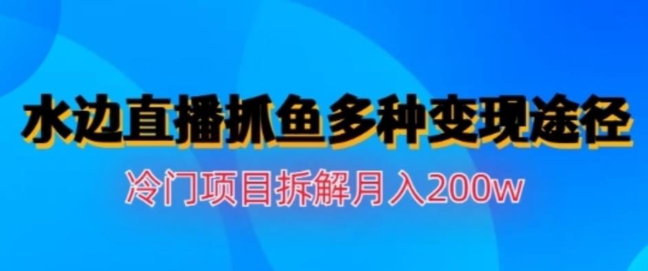 水边直播抓鱼，多种变现途径冷门项目，月入200w拆解【揭秘】-生财有道