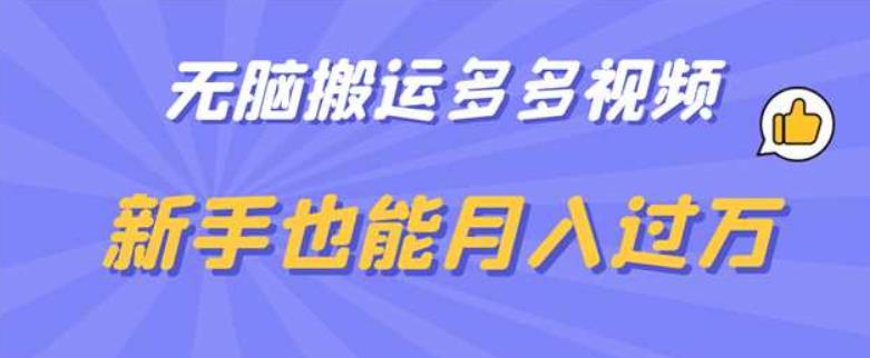 无脑搬运多多视频，新手也能月入过万【揭秘】-生财有道
