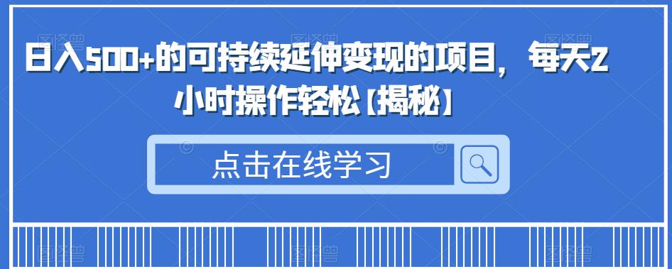 日入500+的可持续延伸变现的项目，每天2小时操作轻松【揭秘】-生财有道