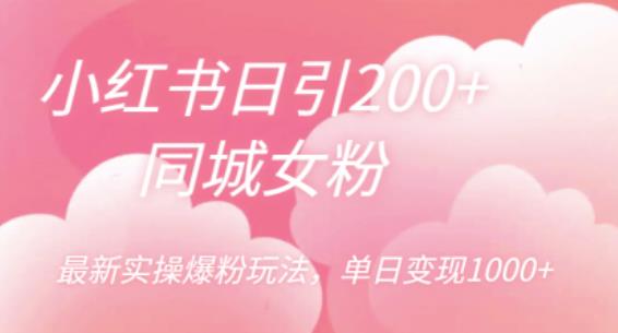 小红书日引200+同城女粉，最新实操爆粉玩法，单日变现1000+【揭秘】-生财有道