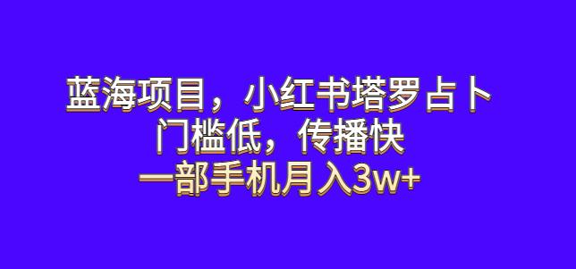 蓝海项目，小红书塔罗占卜，门槛低，传播快，一部手机月入3w+【揭秘】-生财有道