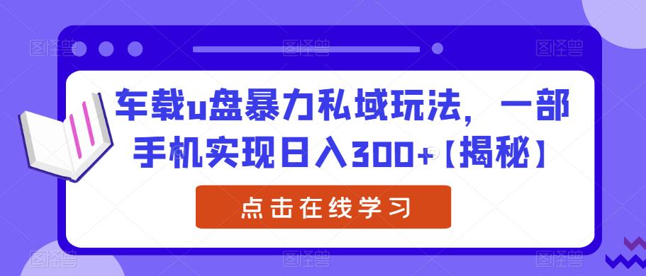 车载u盘暴力私域玩法，一部手机实现日入300+【揭秘】-生财有道