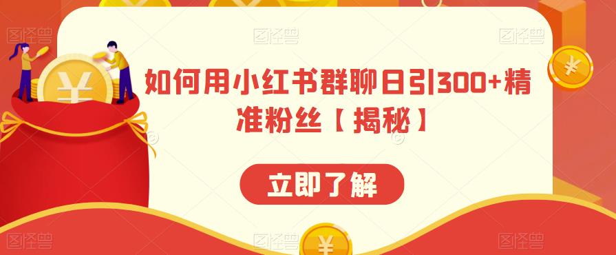 如何用小红书群聊日引300+精准粉丝【揭秘】-生财有道