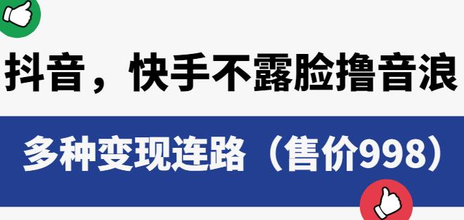 抖音快手不露脸撸音浪项目，多种变现连路（售价998）-生财有道