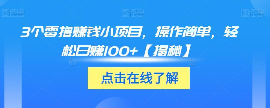 3个零撸赚钱小项目，操作简单，轻松日赚100+【揭秘】-生财有道