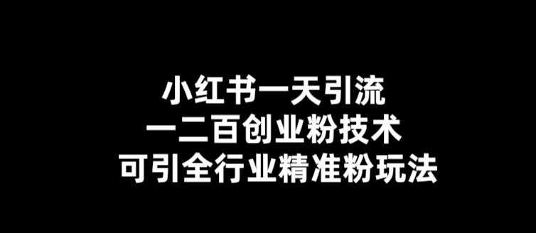 小红书一天引流一二百创业粉技术，可引全行业精准粉玩法【仅揭秘】-生财有道