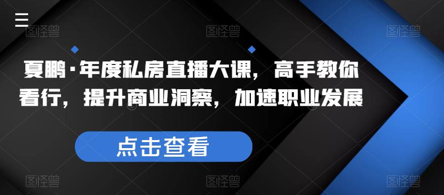 夏鹏·年度私房直播大课，高手教你看行，提升商业洞察，加速职业发展-生财有道