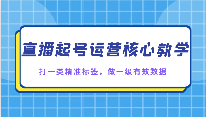 直播起号运营核心教学，打一类精准标签，做一级有效数据-生财有道