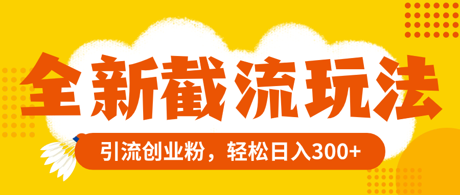 （8025期）全新截流玩法，精准引流创业粉，轻松日入300+-生财有道
