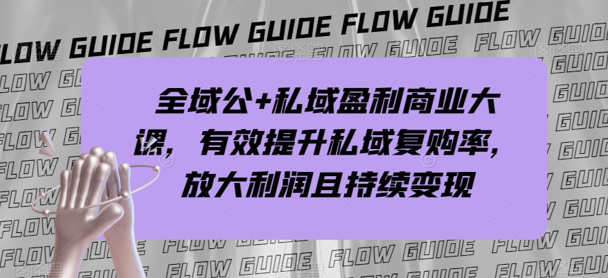 全域公+私域盈利商业大课，有效提升私域复购率，放大利润且持续变现-生财有道