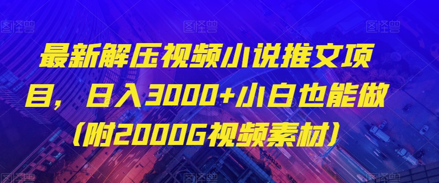 最新解压视频小说推文项目，日入3000+小白也能做（附2000G视频素材）【揭秘】-生财有道