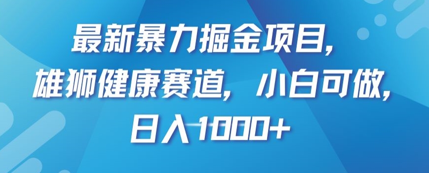最新暴力掘金项目，雄狮健康赛道，小白可做，日入1000+【揭秘】-生财有道