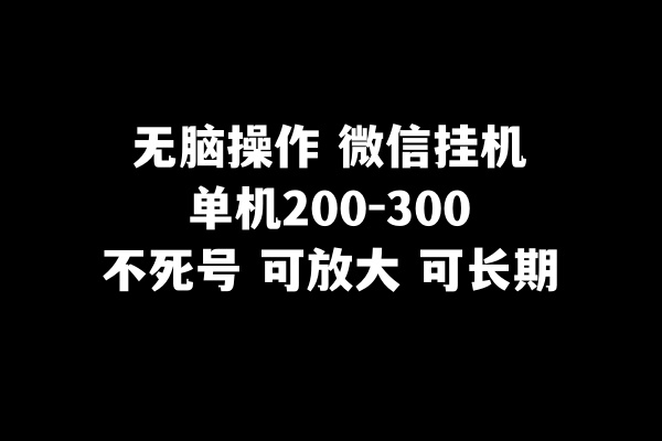 （8119期）无脑操作微信挂机单机200-300一天，不死号，可放大-生财有道