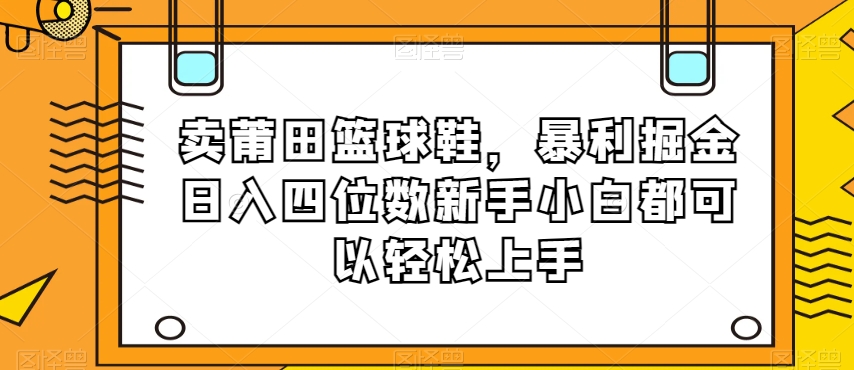卖莆田篮球鞋，暴利掘金日入四位数新手小白都可以轻松上手【揭秘】-生财有道